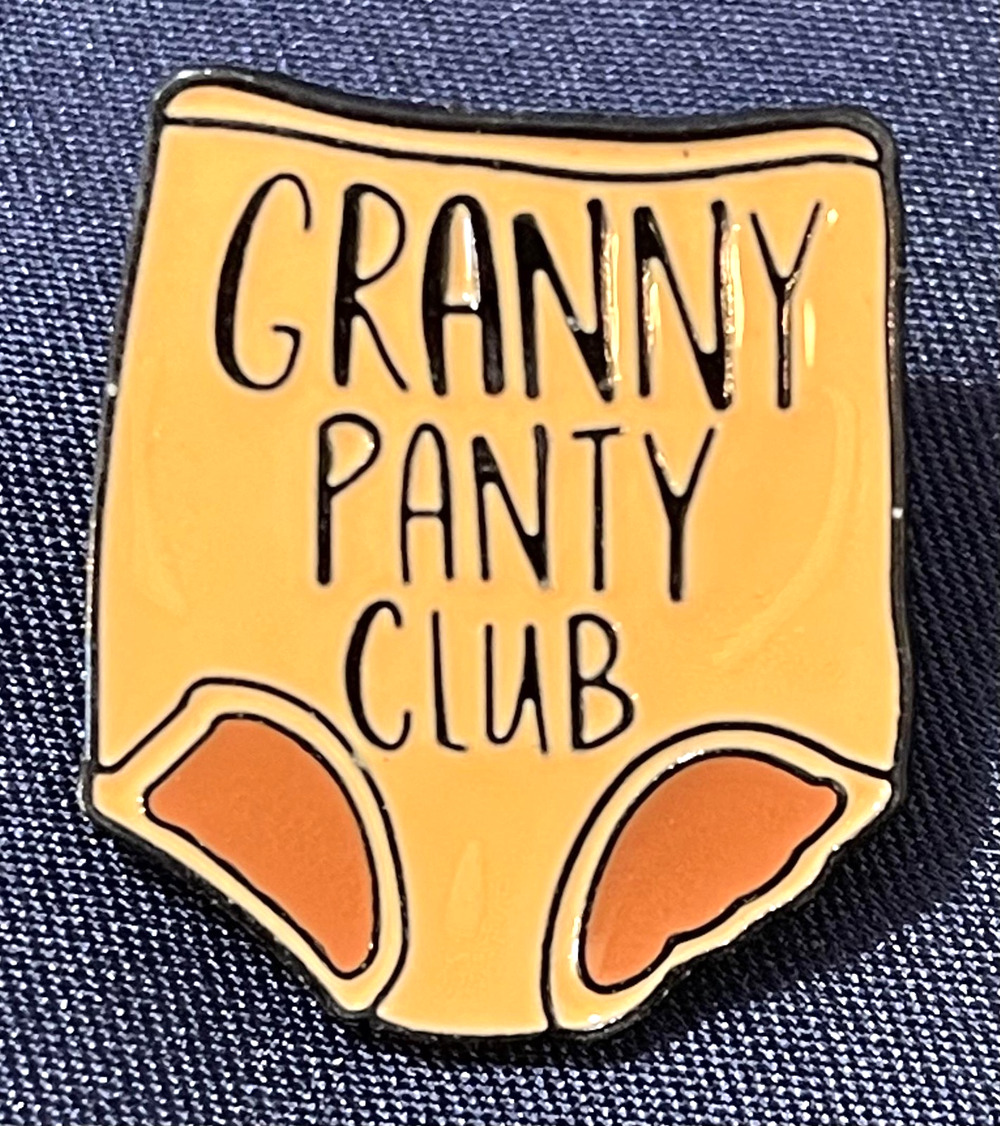 NWOT Granny Panty Club Lapel Pin Brooch Enamel Beige Underwear Novelty Lingerie